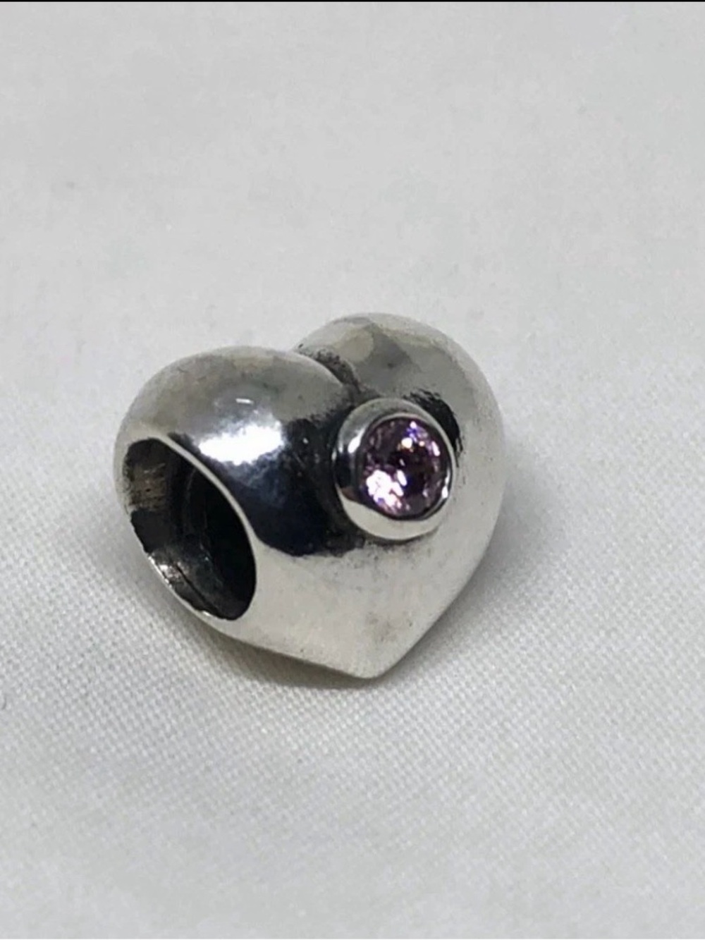 Authentic Pandora Sterling Silver Pink CZ Heart Charm 790134PCZ